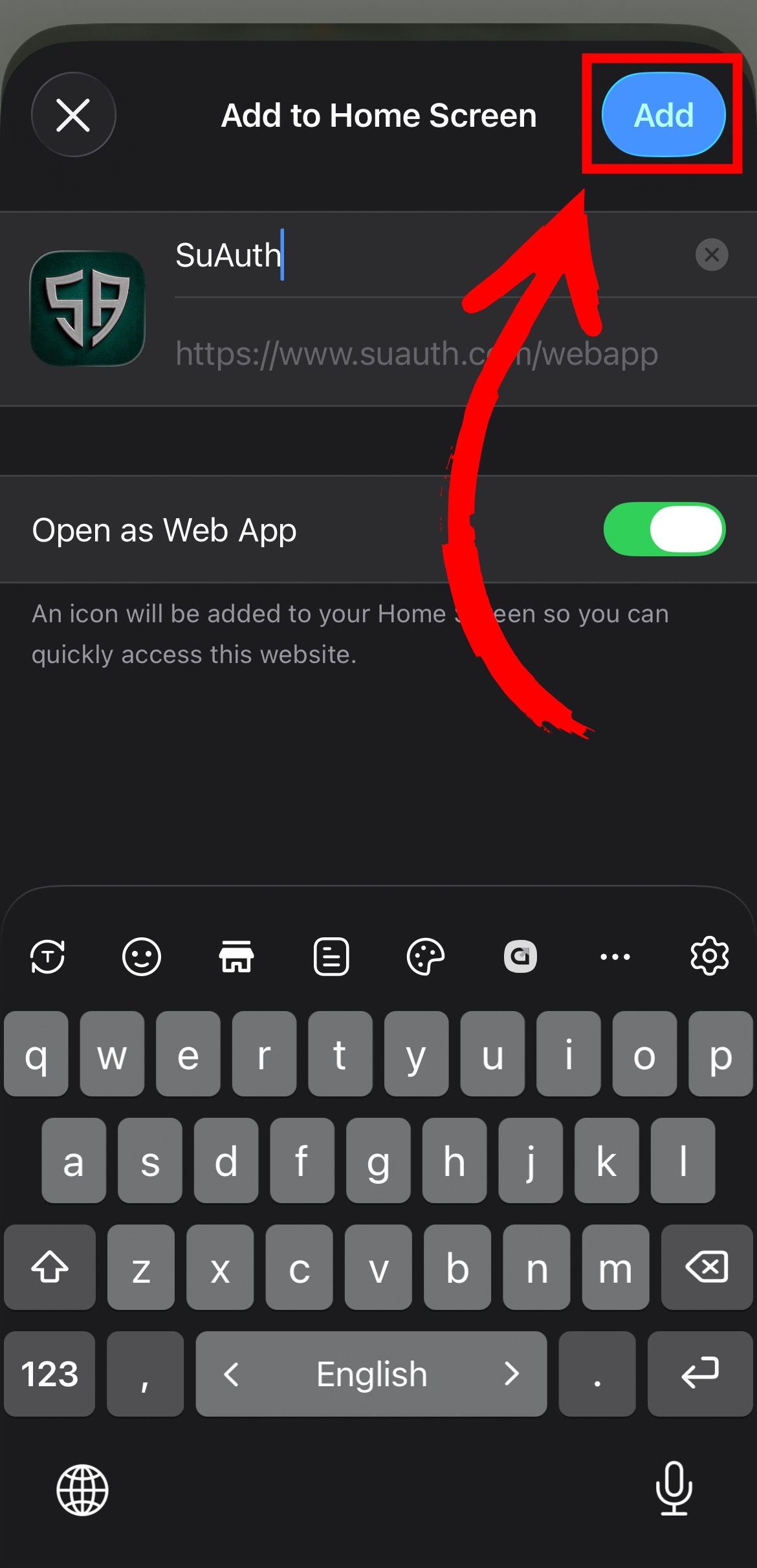 Tap Add button screenshot